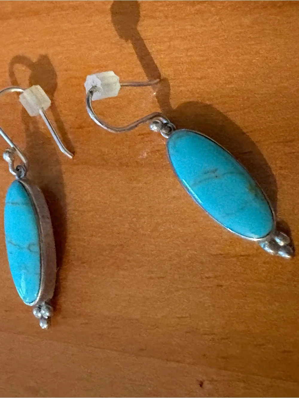 MEXICANA Turquoise Oval Drop Earrings - Sterling Silver.925